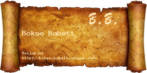 Bokse Babett névjegykártya